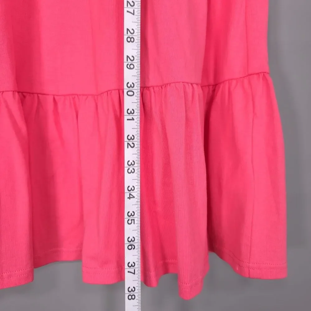 Kate Spade Dress LARGE Trapeze Knit‎ Deep Dahlia Pink Ruffle Tiered Cotton K7675